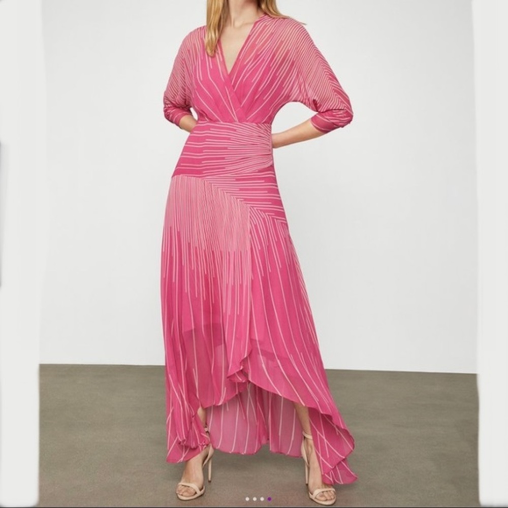 BCBG Apricot Stripe Dolman Surplice Dress 8